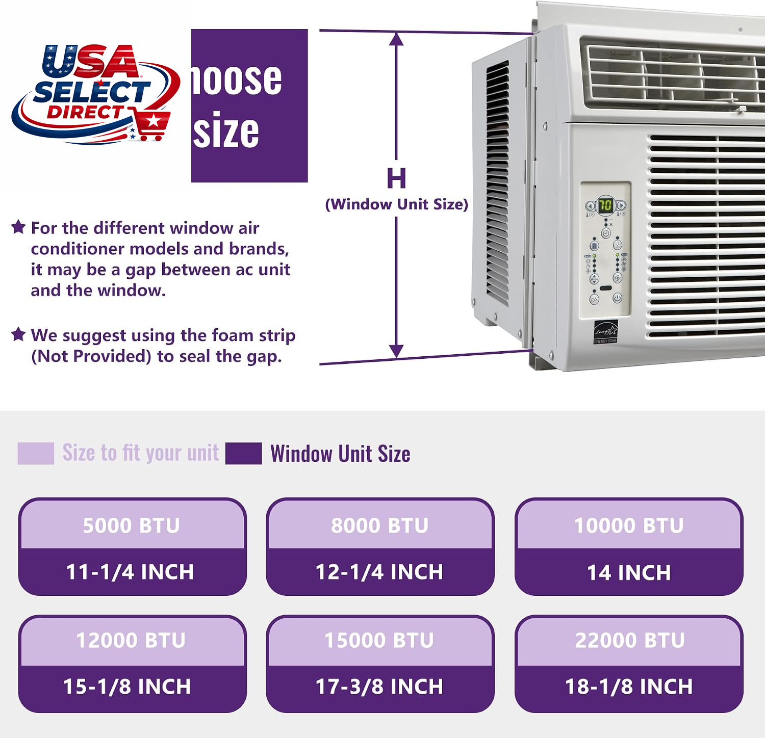 Window Air Conditioner Side Panels Insulation Kit Adjustable Filler