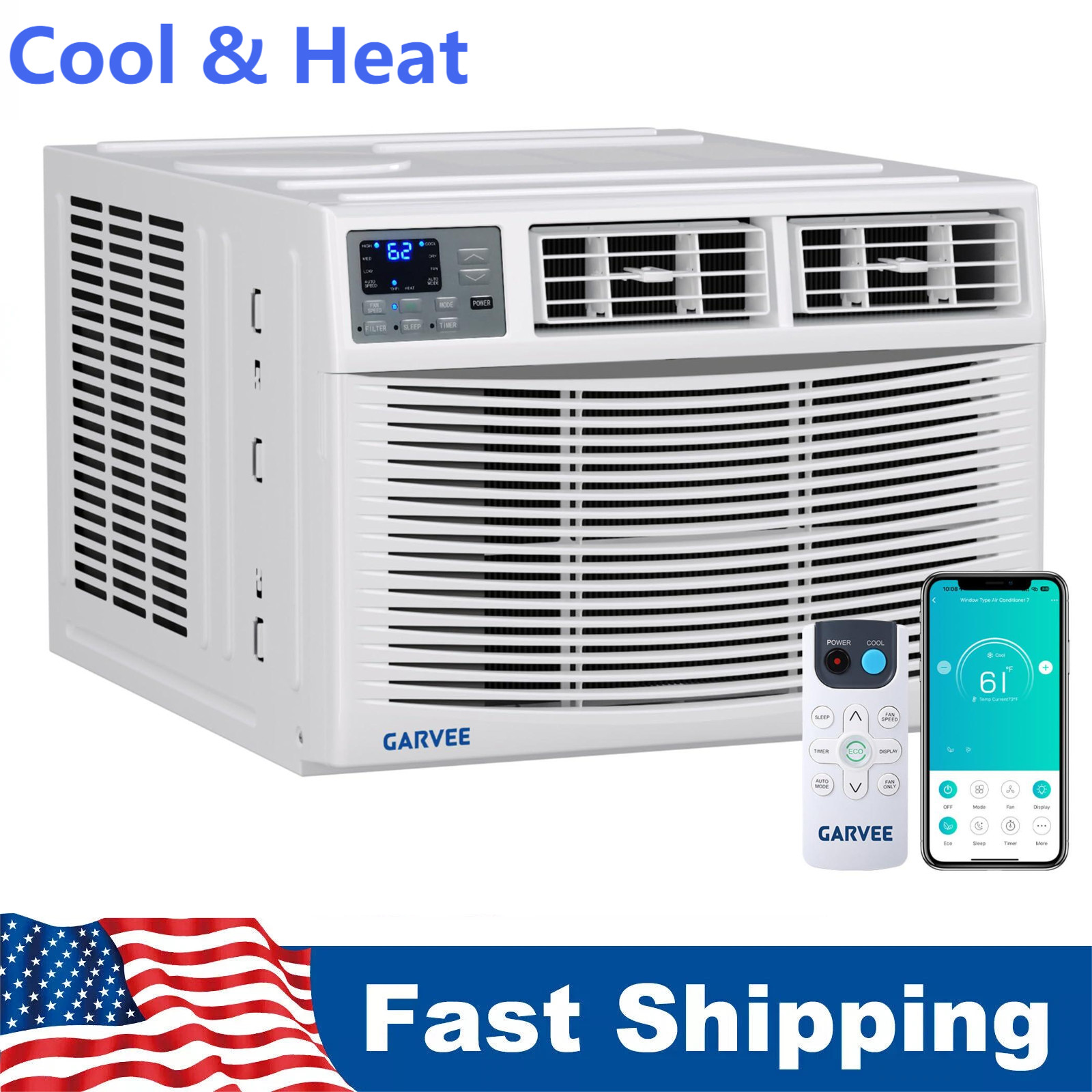 8000 BTU Window Air Conditioner with Heat Window AC WIFI Remote App Control 115V