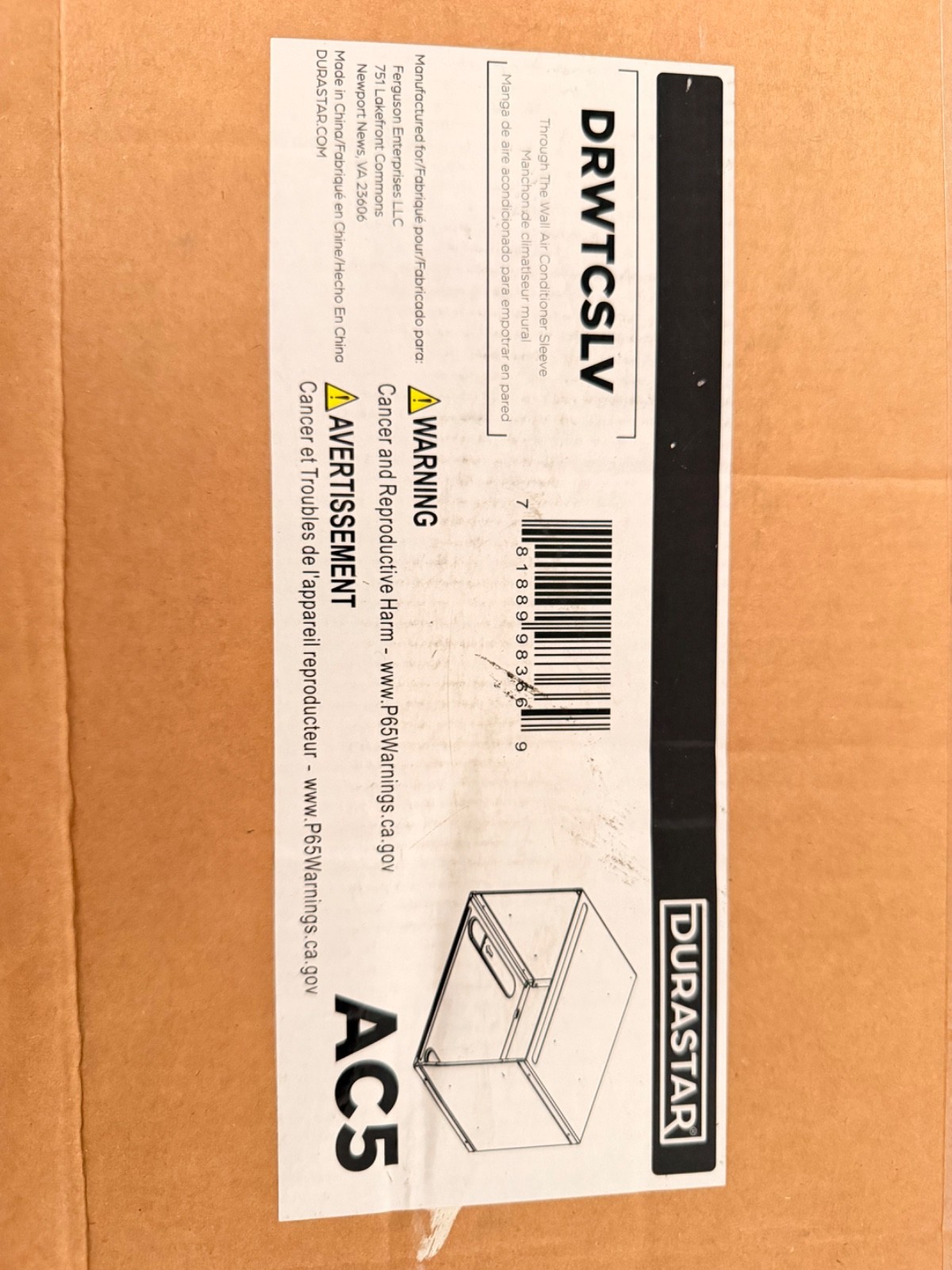 Durastar DRWTCSLV Through-the-Wall Air Conditioner Wall Sleeve – White