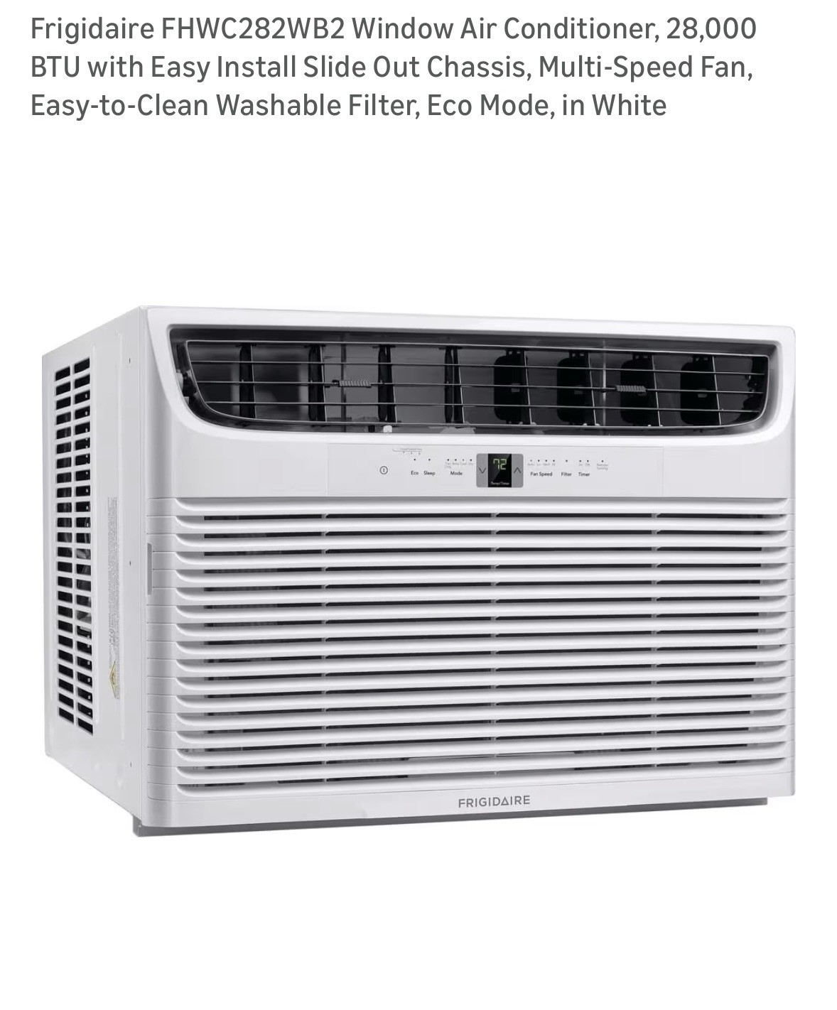 Frigidaire FHWC282WB2 28000 BTU Window AC Remote/Digital 230V White