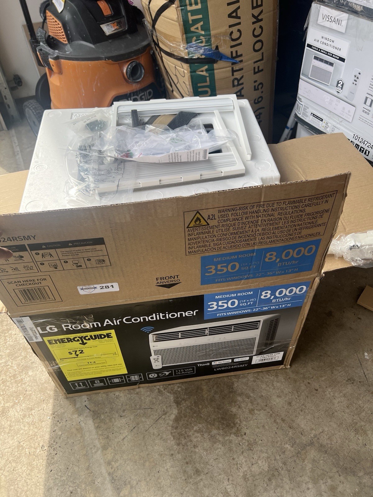 LG 8,000 BTU Window Air Conditioner White Wi-Fi Remote Control 350 sq ft