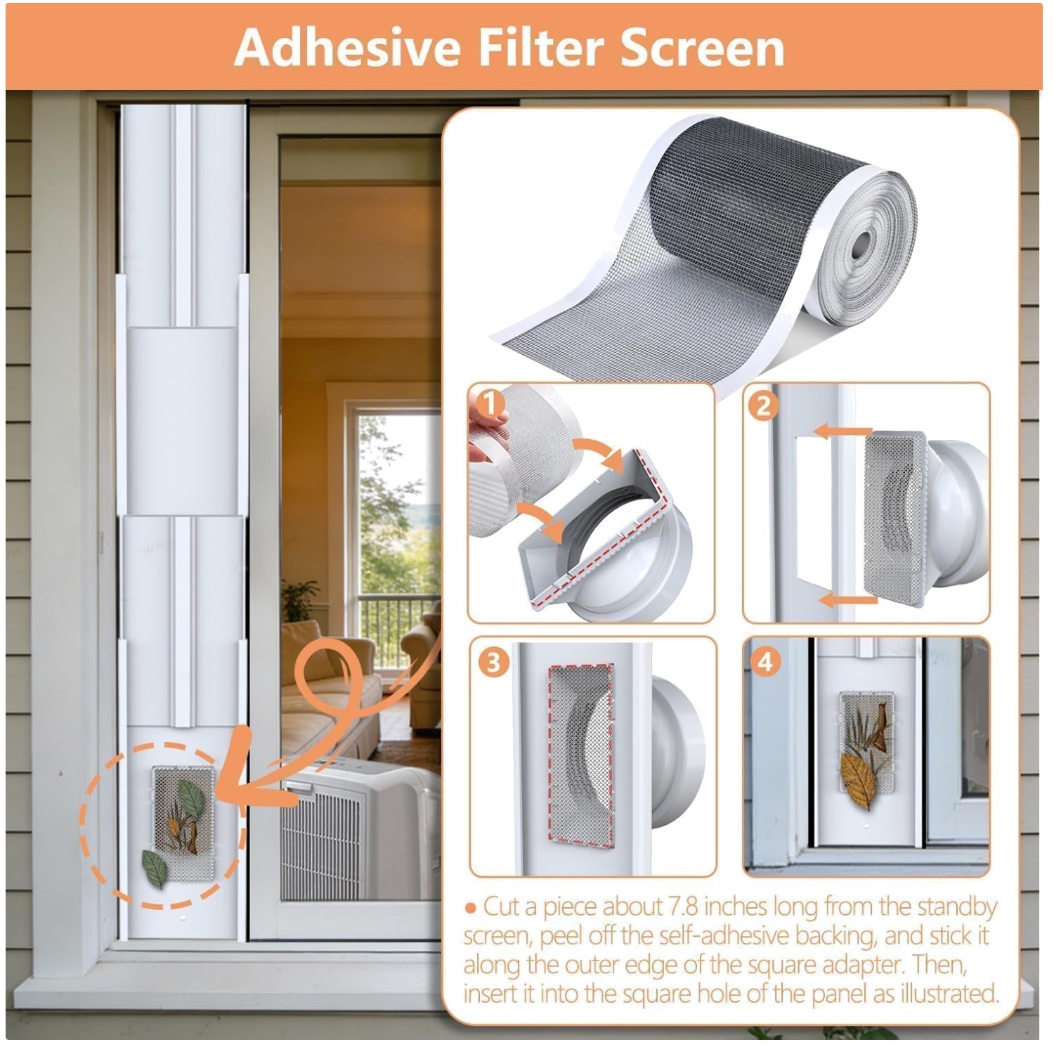 Portable AC Sliding Door Vent Kit – 95″ Screen & Stripping