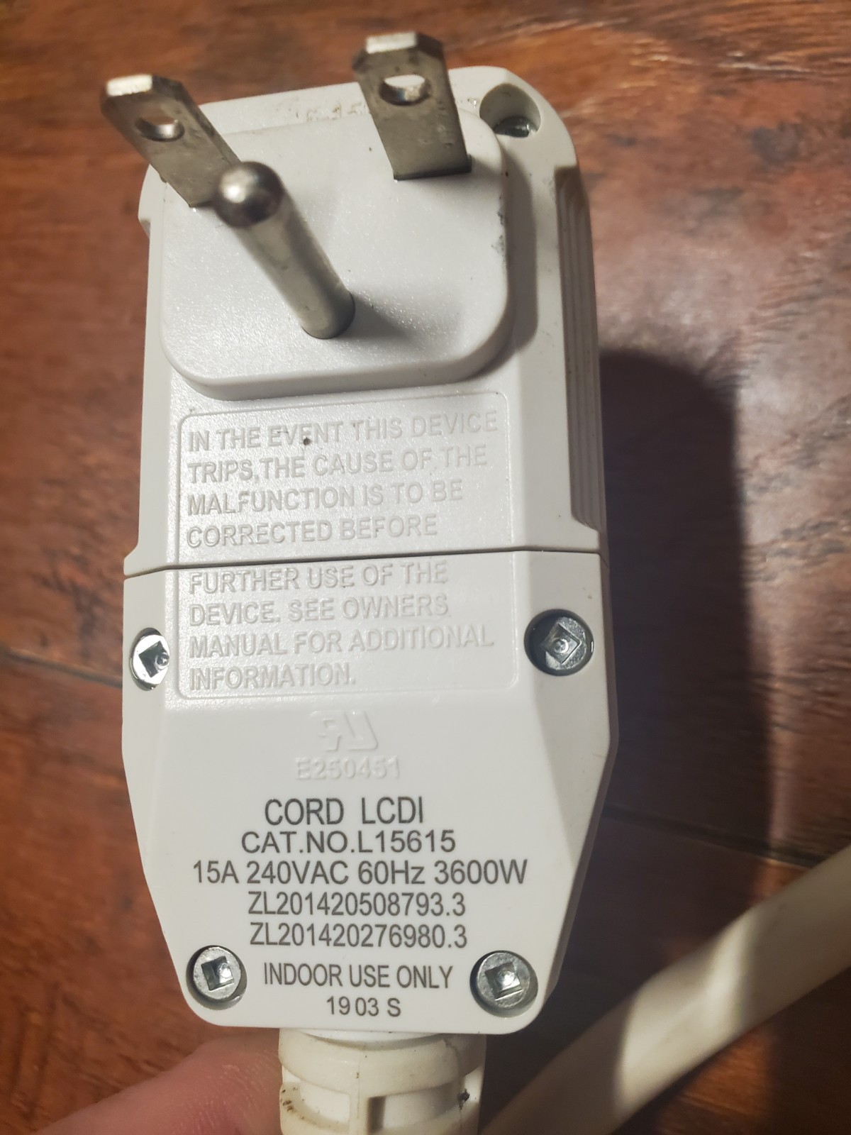 Power Cord LCDI 15A 240VAC cat.# L 15615 by ELE E250451