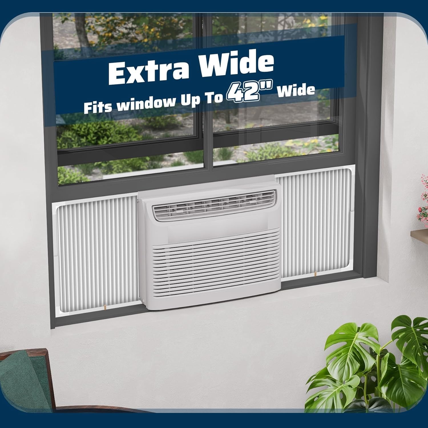 Adjustable Window Air Conditioner Side Panels with Frame Set,Extra Wide Window A