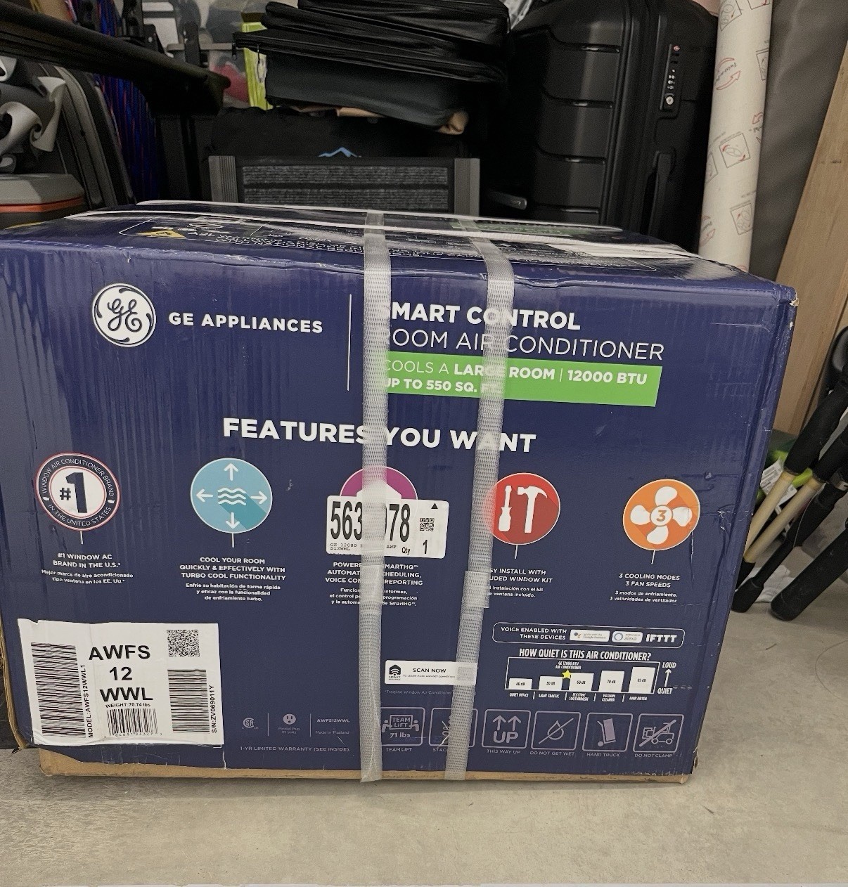 GE Smart Electronic Window Air Conditioner 12,000 BTU for Large Rooms Up to 550