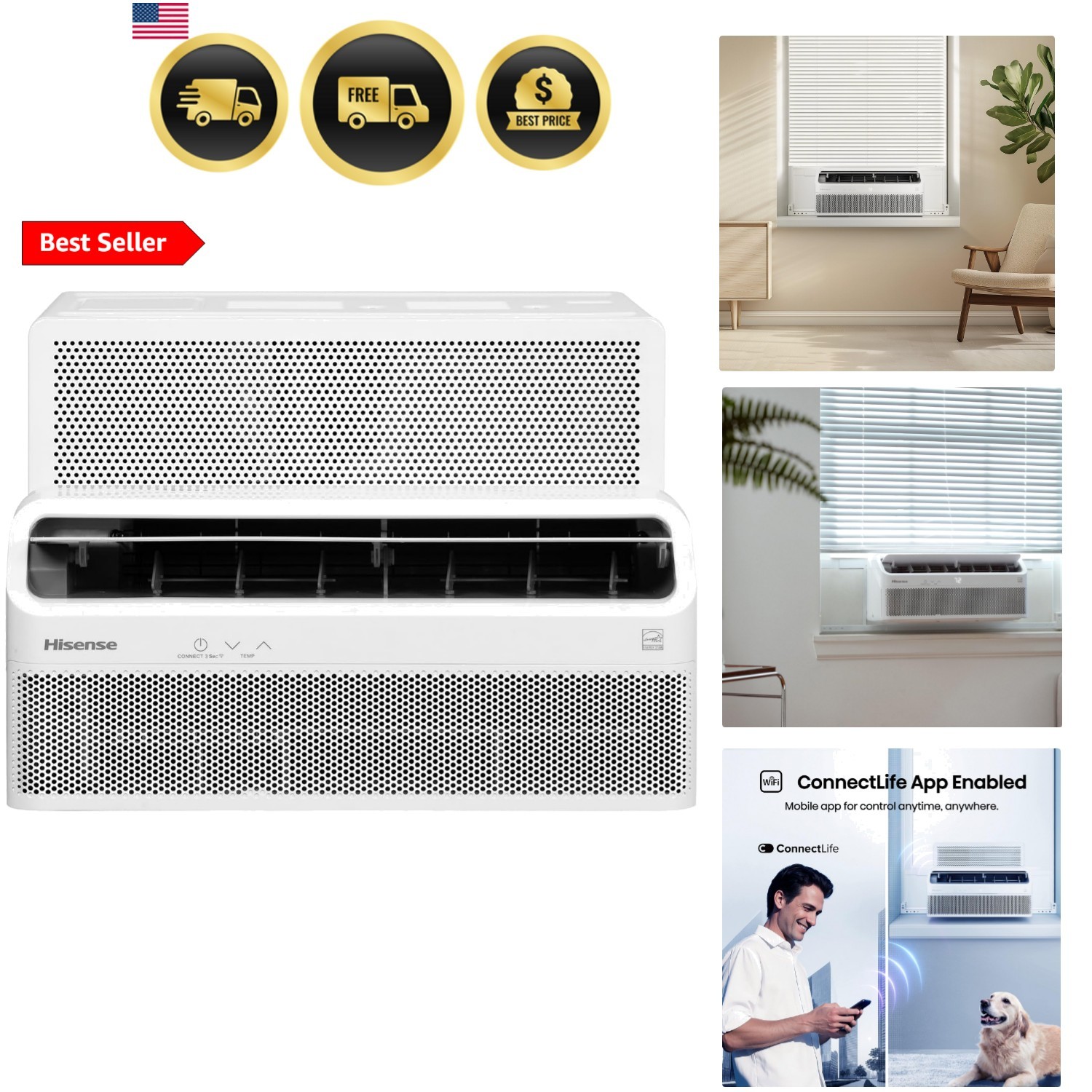 8000 BTU Inverter Window Air Conditioner Unit, WiFi Smart App Control, Energy…