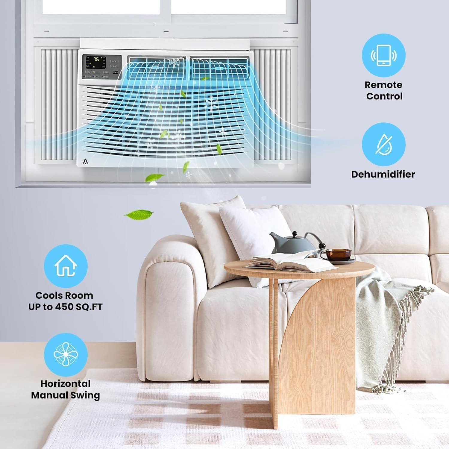 Window Air Conditioner,10,000 BTU AC W/Wifi, Fast Cooling for Large Room up to 4