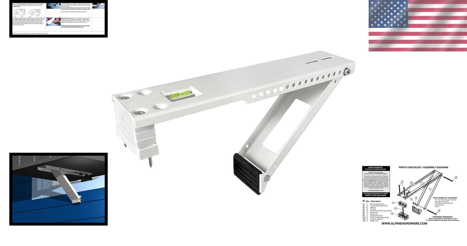 All-Weather Window AC Support Bracket – Simple Indoor Installation for 160 lbs