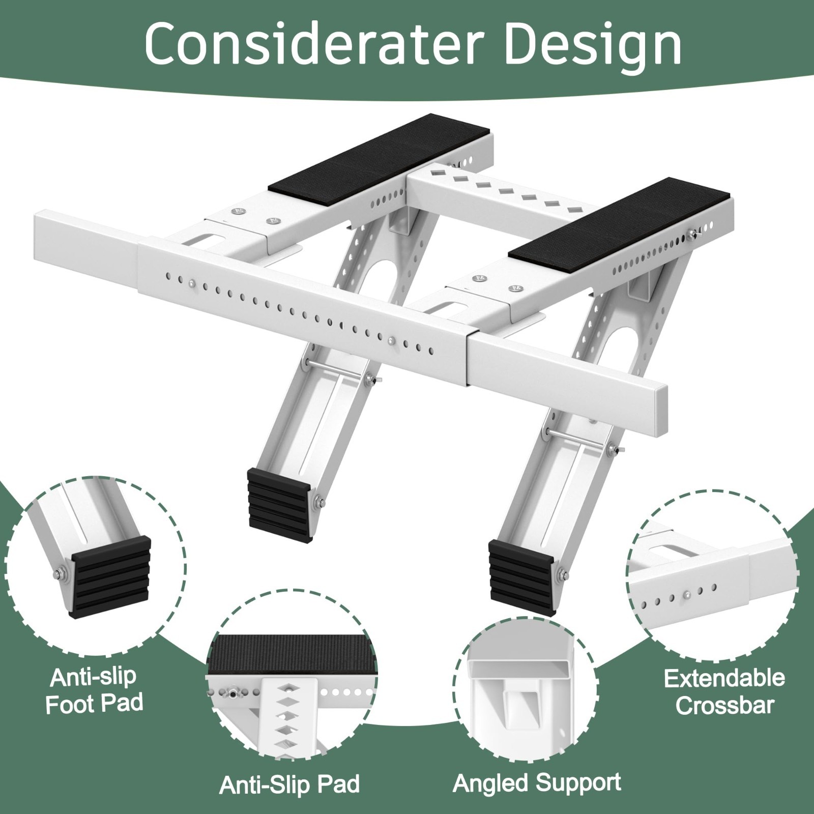 Heavy-Duty No-Drill AC Bracket for Single/Double Hung Windows, Supports 300 lbs,