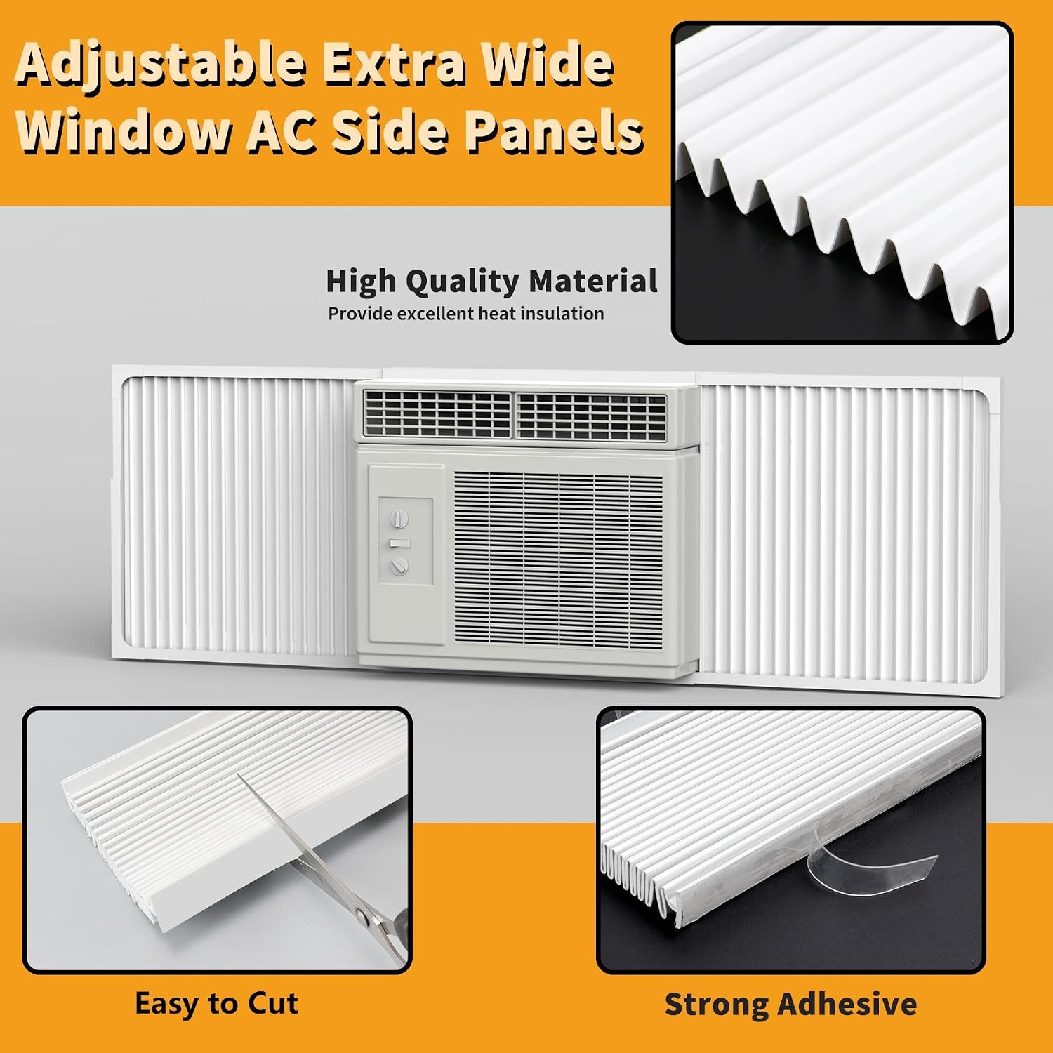 Adjustable Window Air Conditioner Side Panels and Frame Set,Extra Wide Window AC