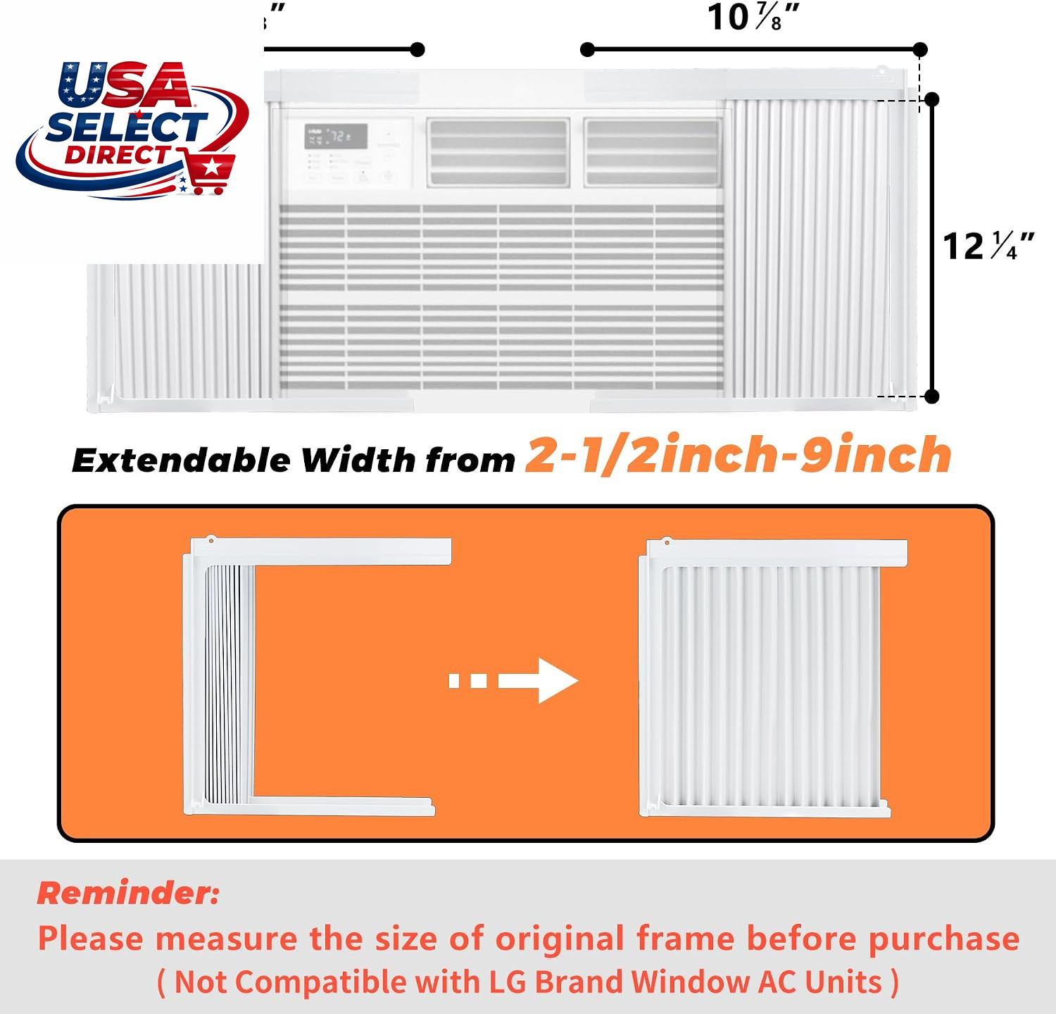 Adjustable Window Air Conditioner Side Panels Kit for 8,000 BTU Units