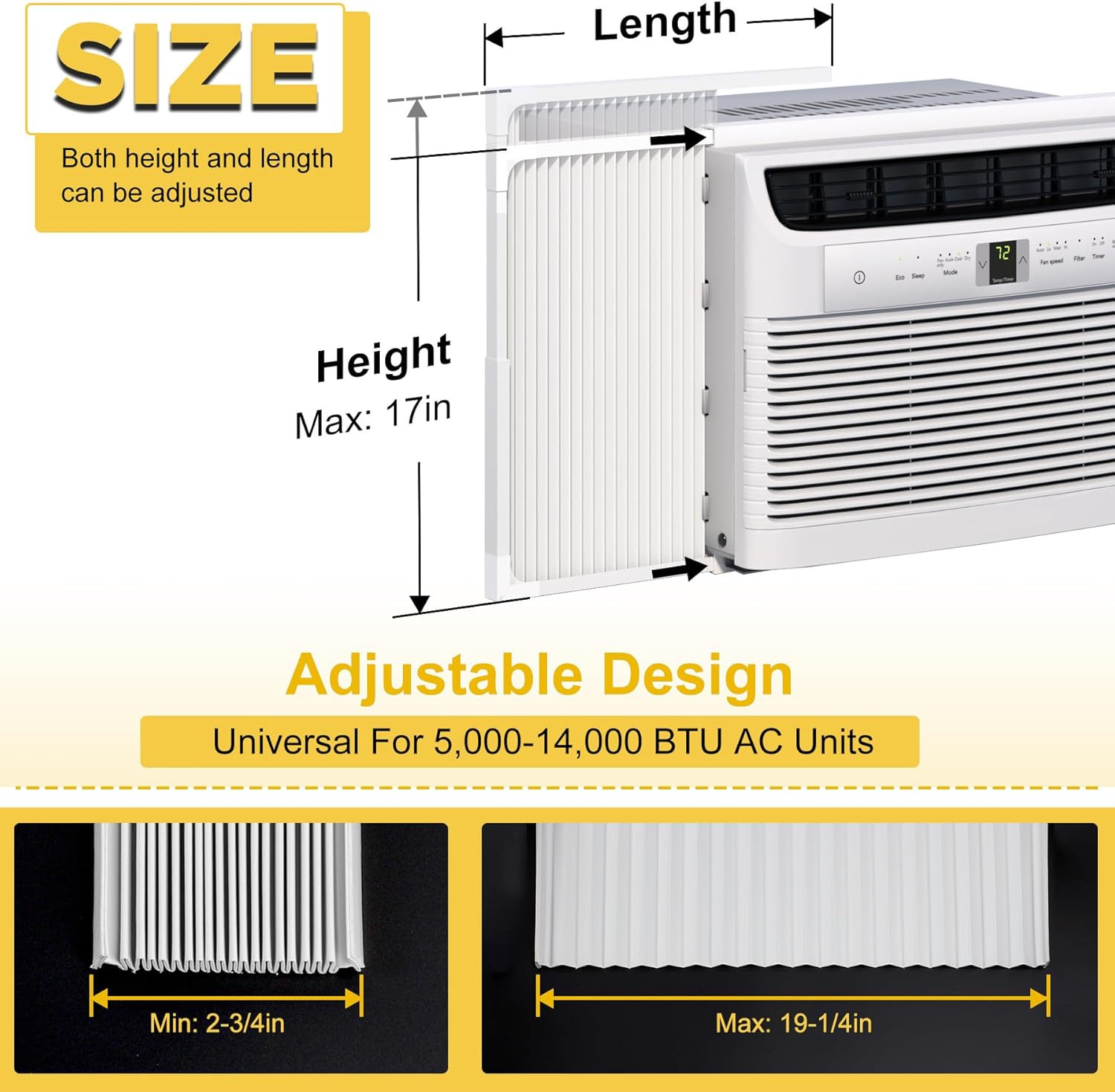 Window Air Conditioner Side Panels with Frame,Adjustable Extra Wide Air Conditio