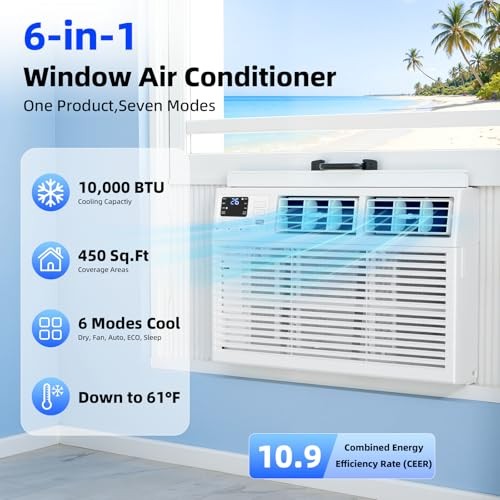 10,000 BTU Window Air Conditioner, Window AC 10,000 BTU[Upgraded] Off-White