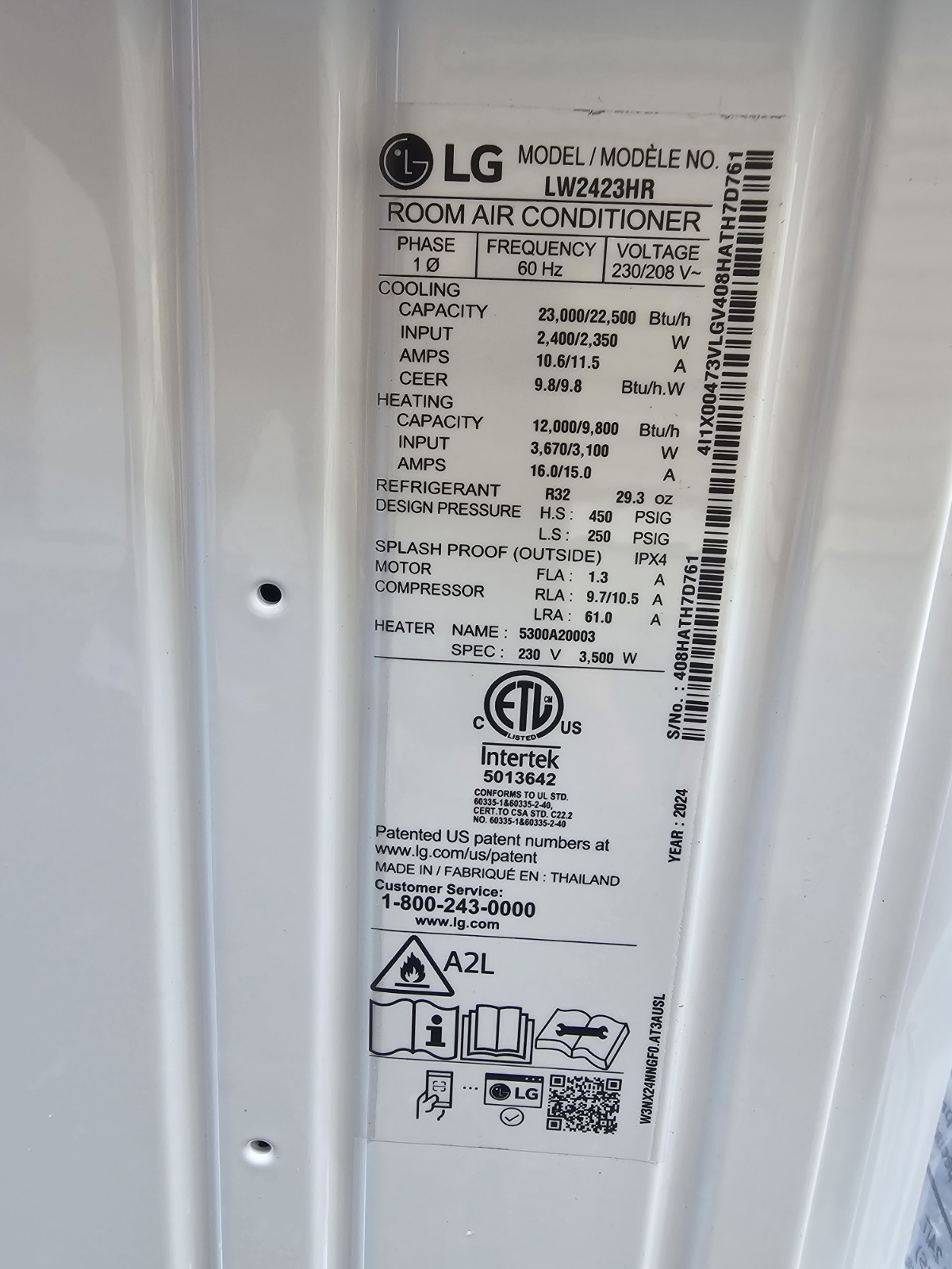 LG 23,000 BTU Window Air Conditioner Cooling & Heating LW2423HR 1400 Sq Ft Read