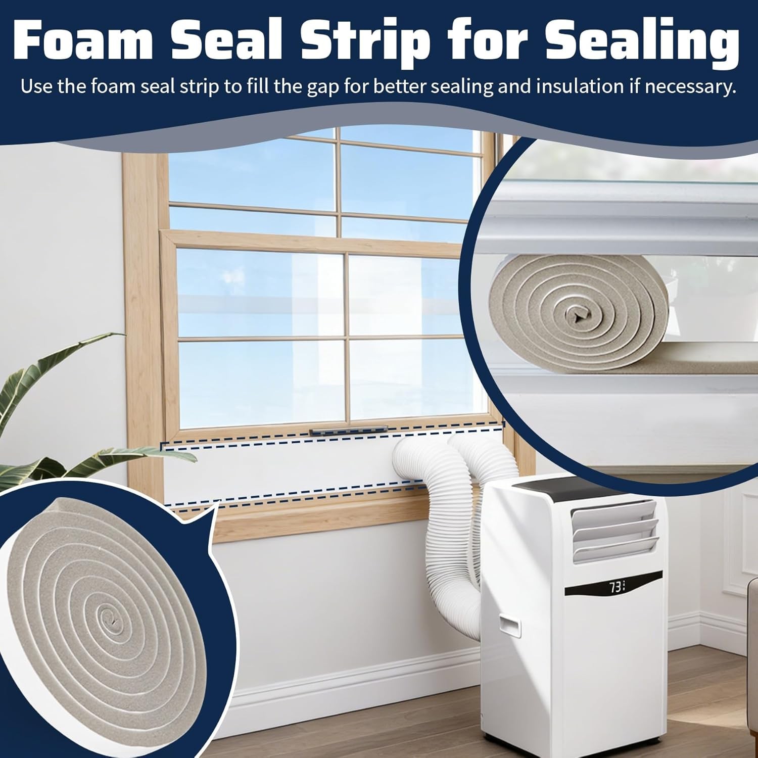 Portable Air Conditioner Window Kit, AC Daul Hose Window Seal Plates Kit for Dua