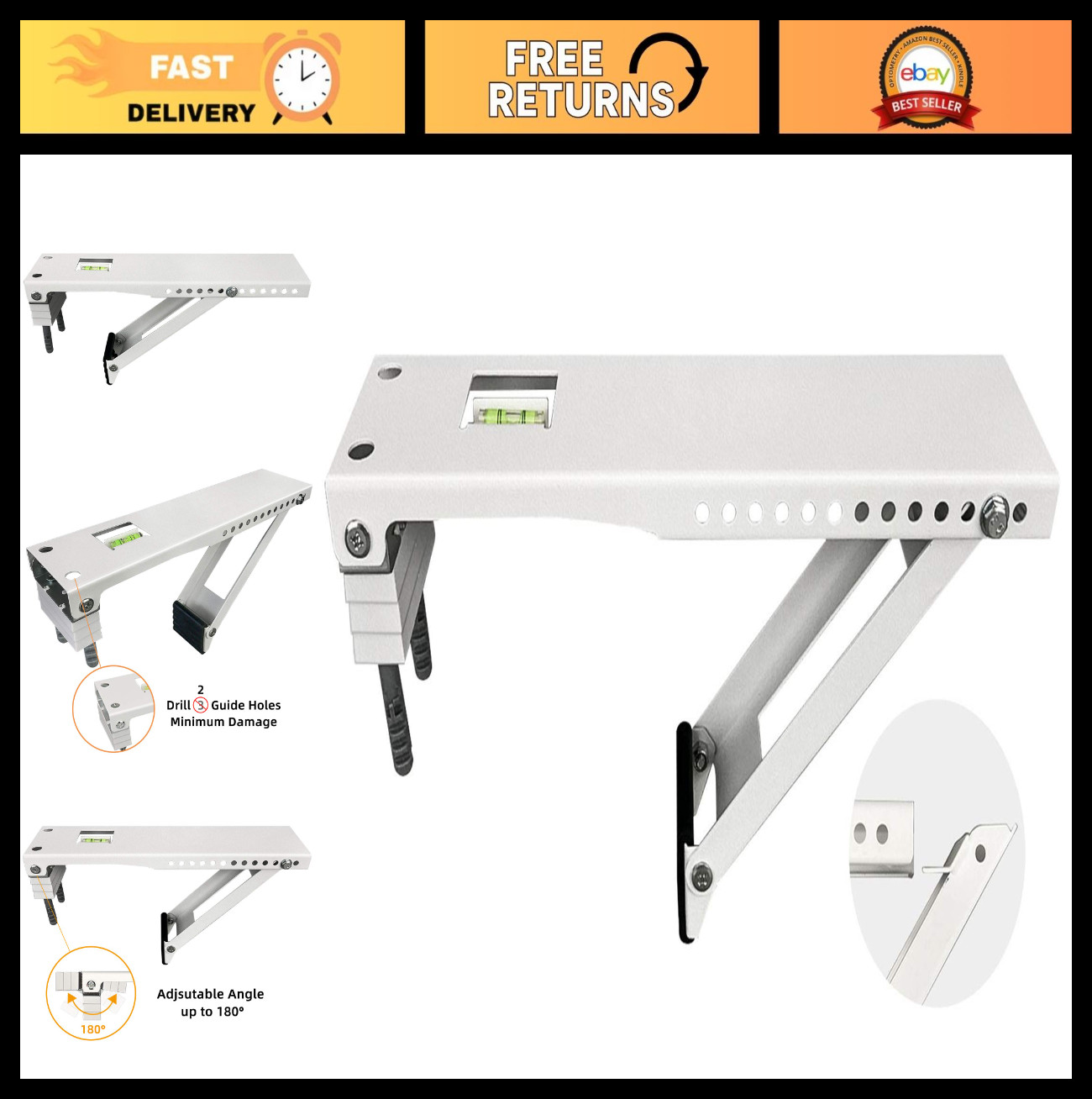 Universal AC Brackets for Window Air Conditioner Support, Light Duty, Up to 85 l