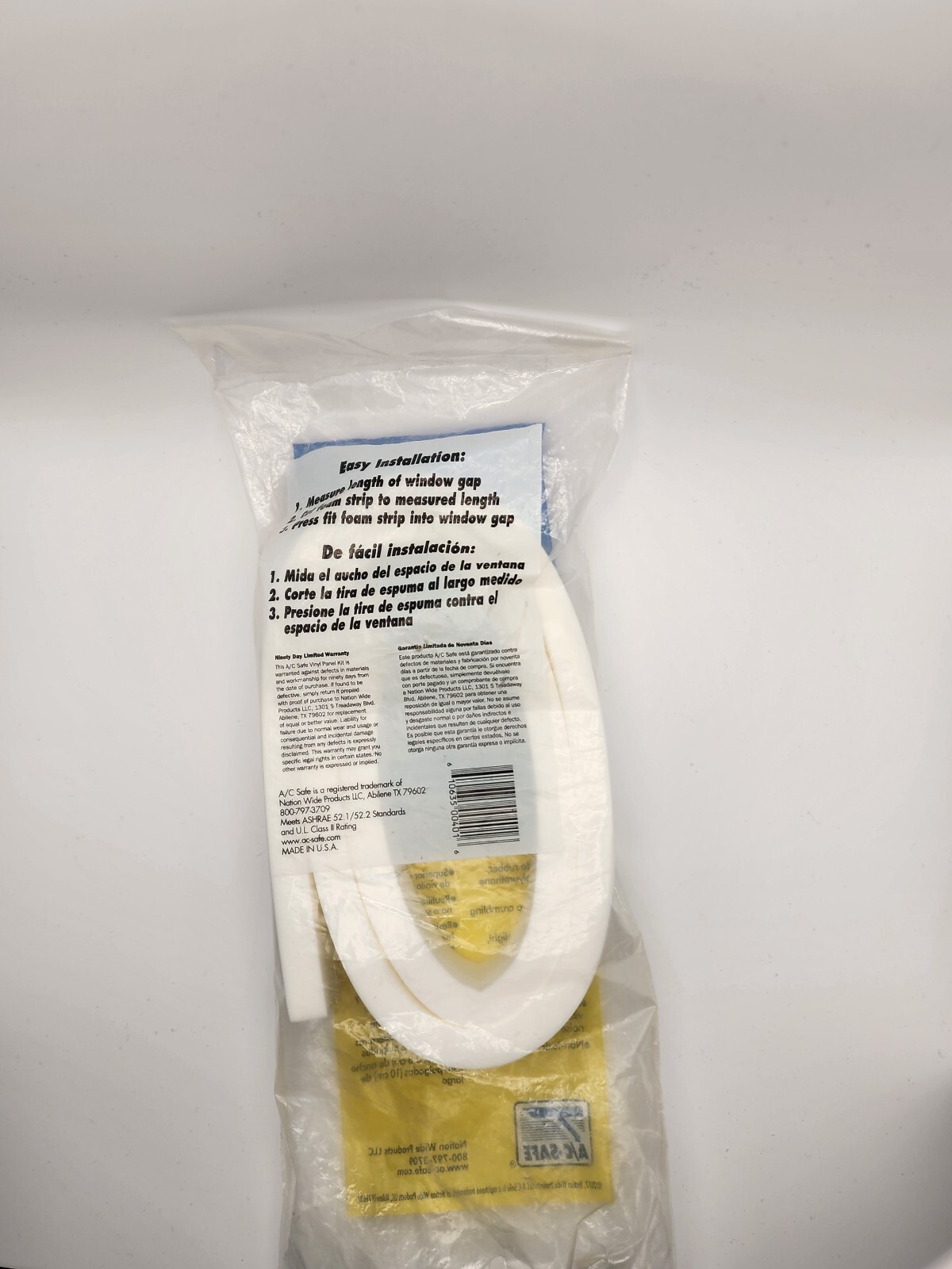 AC Safe Window Air Conditioner Weather Seal Plastic White AC-401