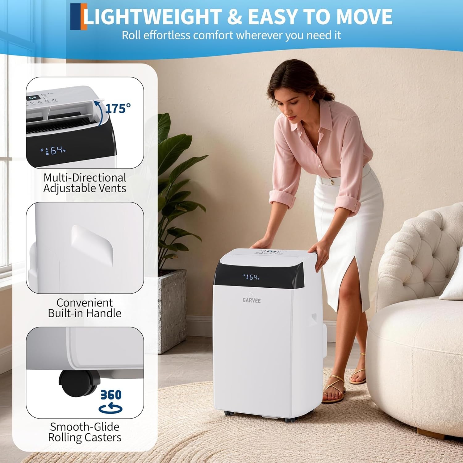 14,000 BTU Portable Air Conditioner Cools up to750 Sq.Ft, 3-in-1 AC Poartable AC