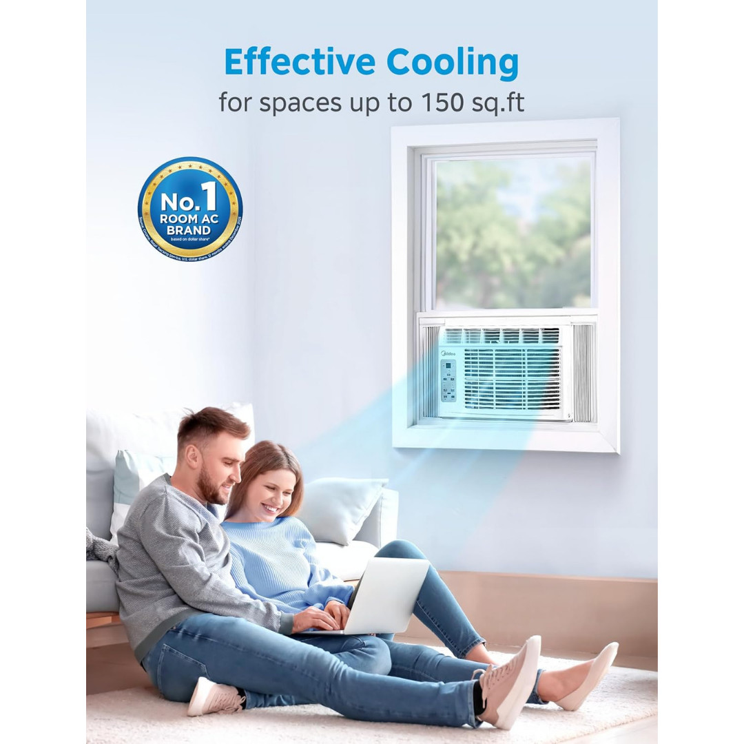 Midea 5,000 BTU Window Air Conditioner, Cools up to 150 Sq. Ft. with Easy-to-Use