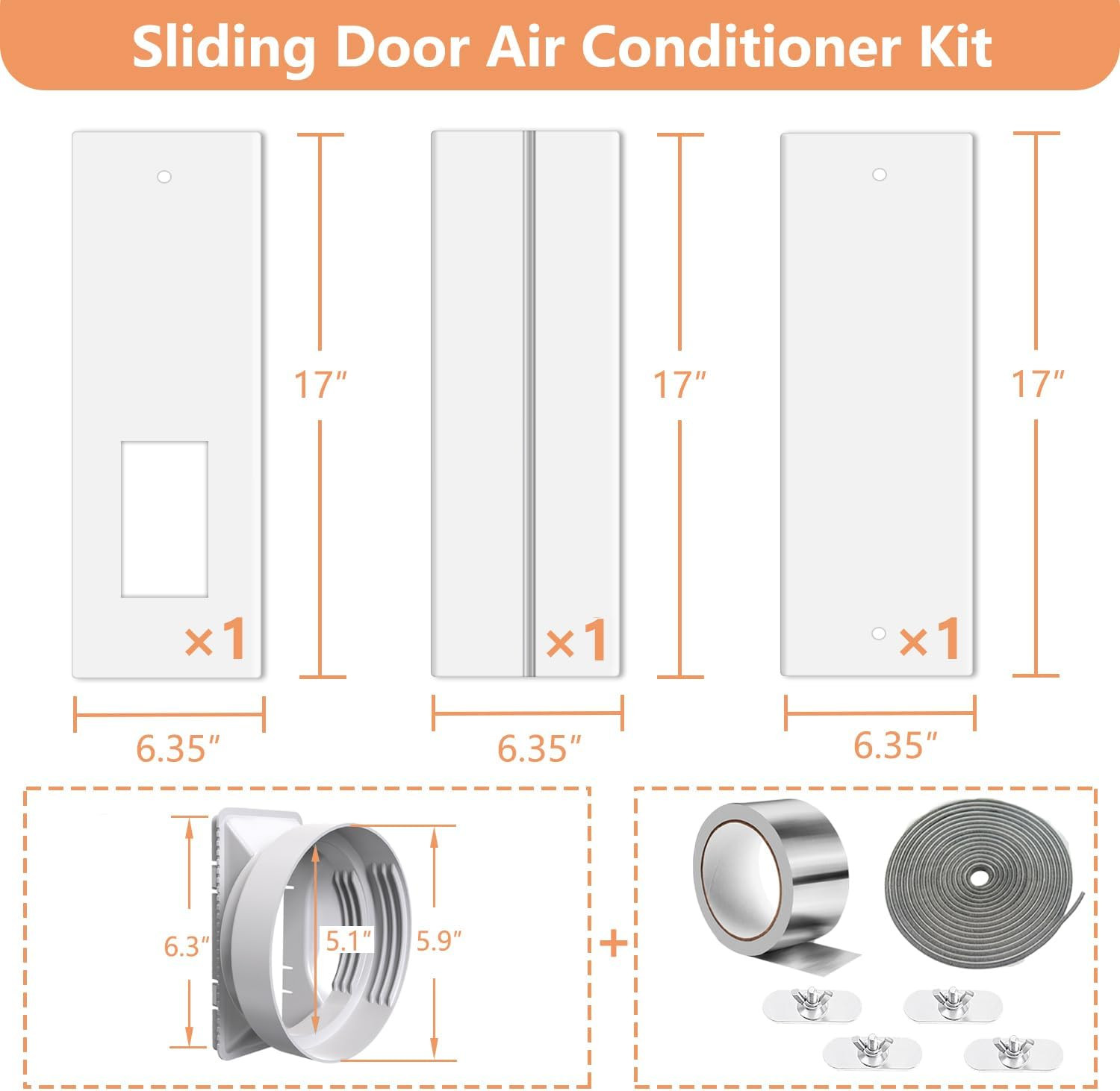 Portable AC Window Vent Kit for Double-Hung/Small Sliding Windows 26″-47″Adjusta