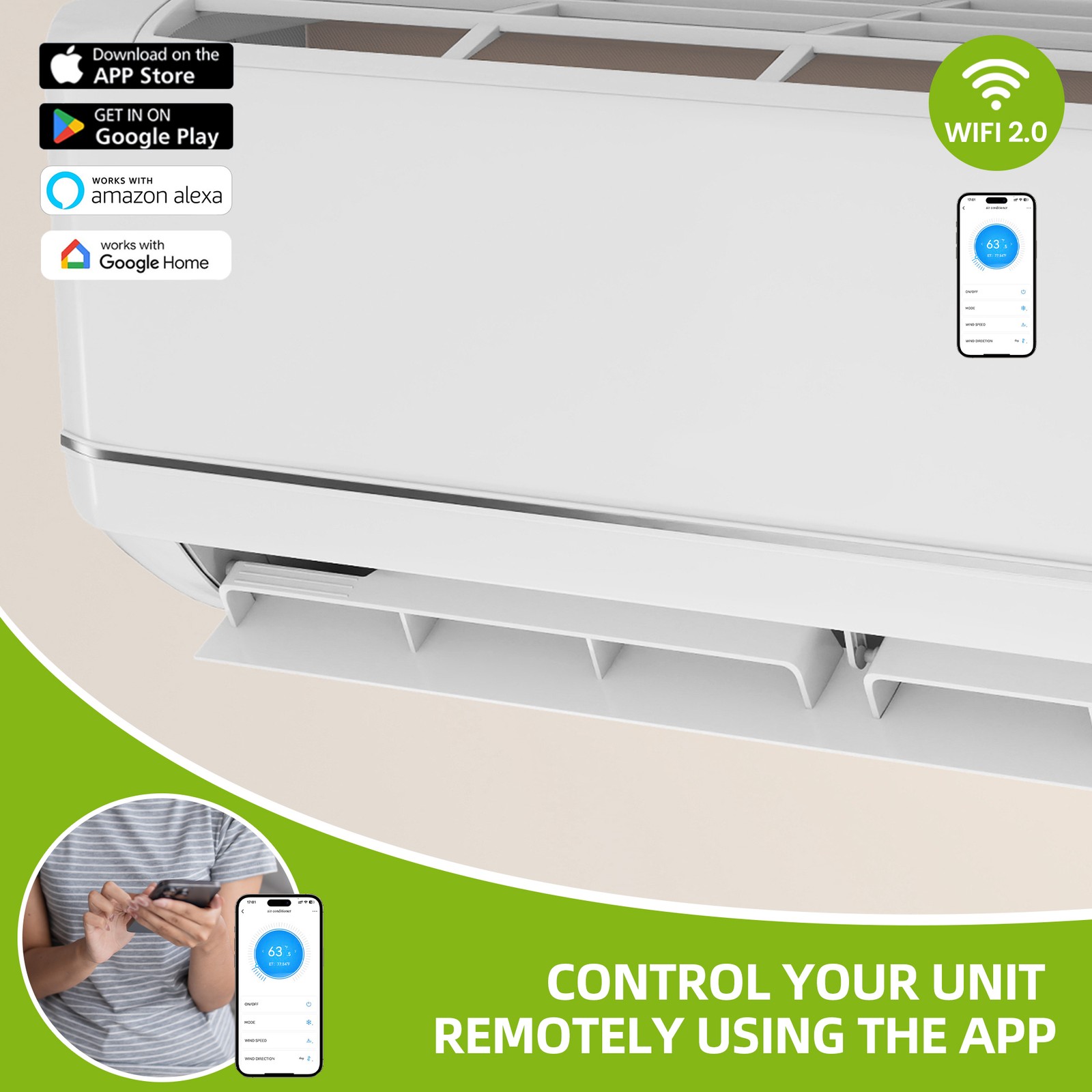 Oaurkea 12k BTU Mini Split Air Conditioner Heat Pump System 21 SEER 220V Wifi