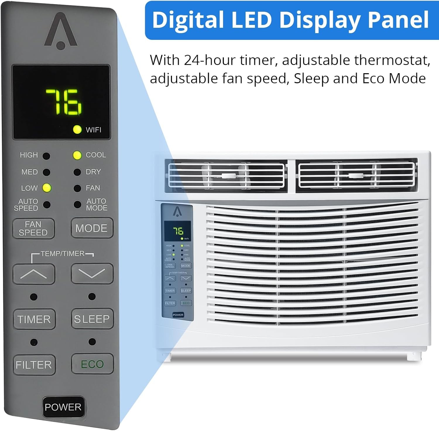 6000 BTU Window Air Conditioner 250 sq.ft. Cooling AC Unit with Remote Control