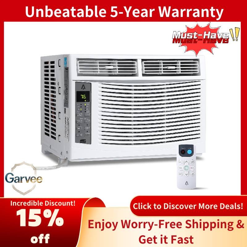 Window Air Conditioner 6000 BTU Remote Control Cools 350 Sq Ft Sleep Mode