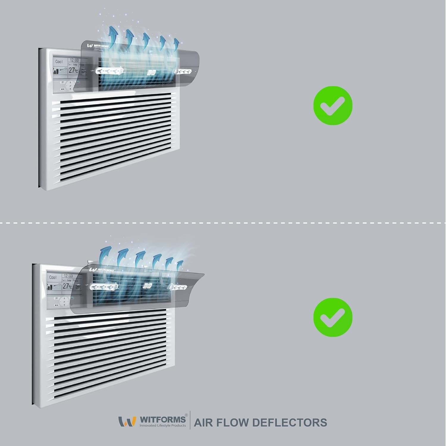 Window AC Air Deflector 24″ Length for TOP VENT Window Units ONLY Transparent