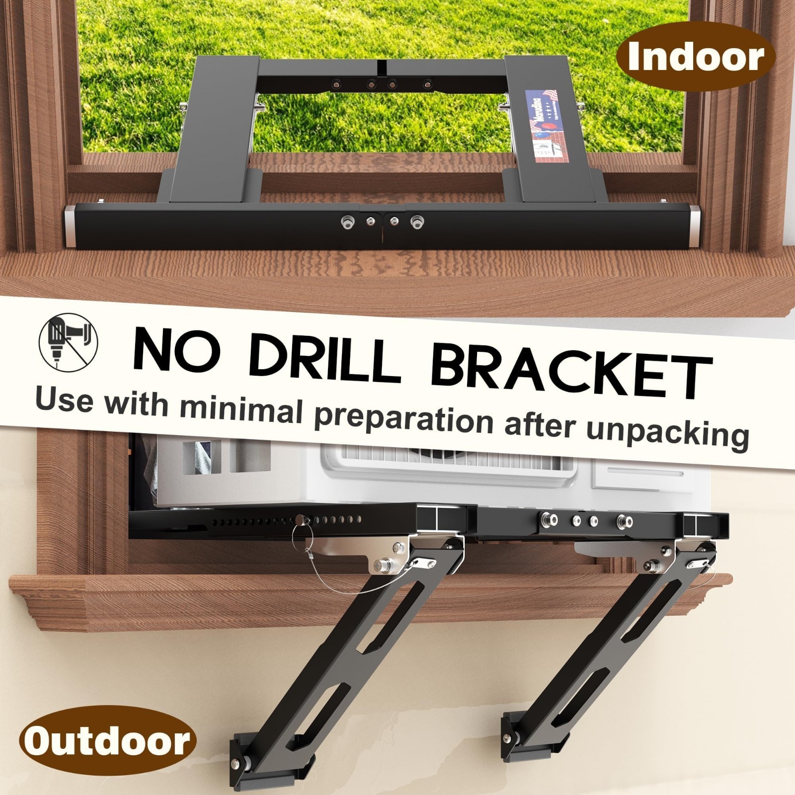 Adjustable Window AC Bracket – No Drill Installation, Extra Large Range, 300 lbs