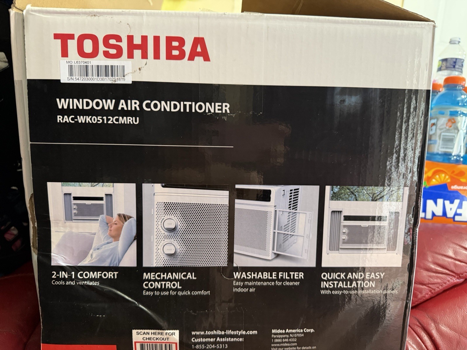 Toshiba 5000 BTU Window Air Conditioner Mechanical Dial Timer Filter White