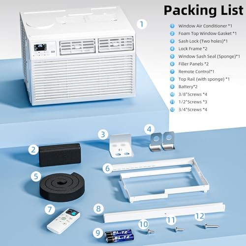 8,000 BTU Window Air Conditioner, Window AC Unit 7,900BTU[Upgraded] Snow-White