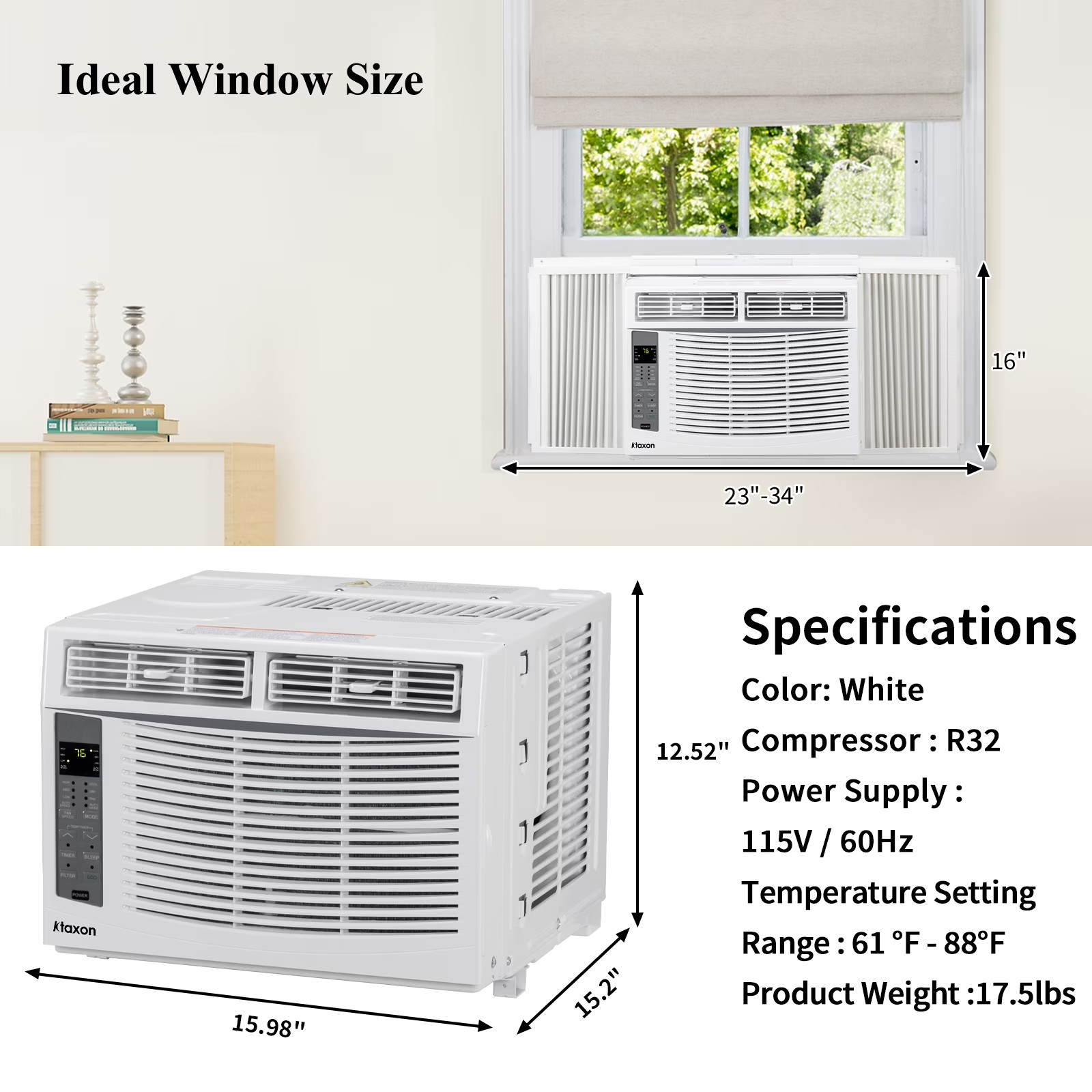 Aire Acondicionados De Ventana De 6000 BTU con WiFi y Control Remoto Para Cuarto