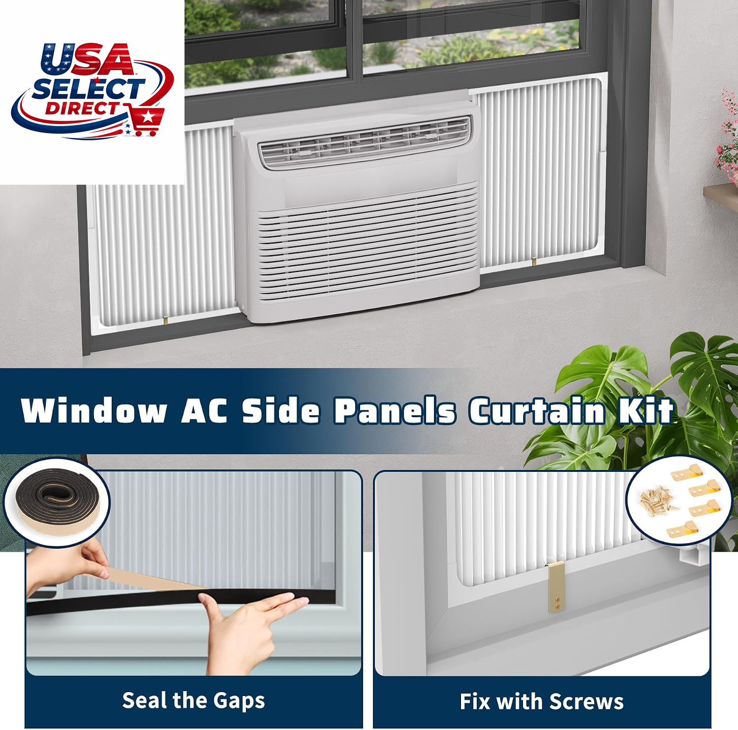 Adjustable Window Air Conditioner Side Panels Frame Set – Extra Wide