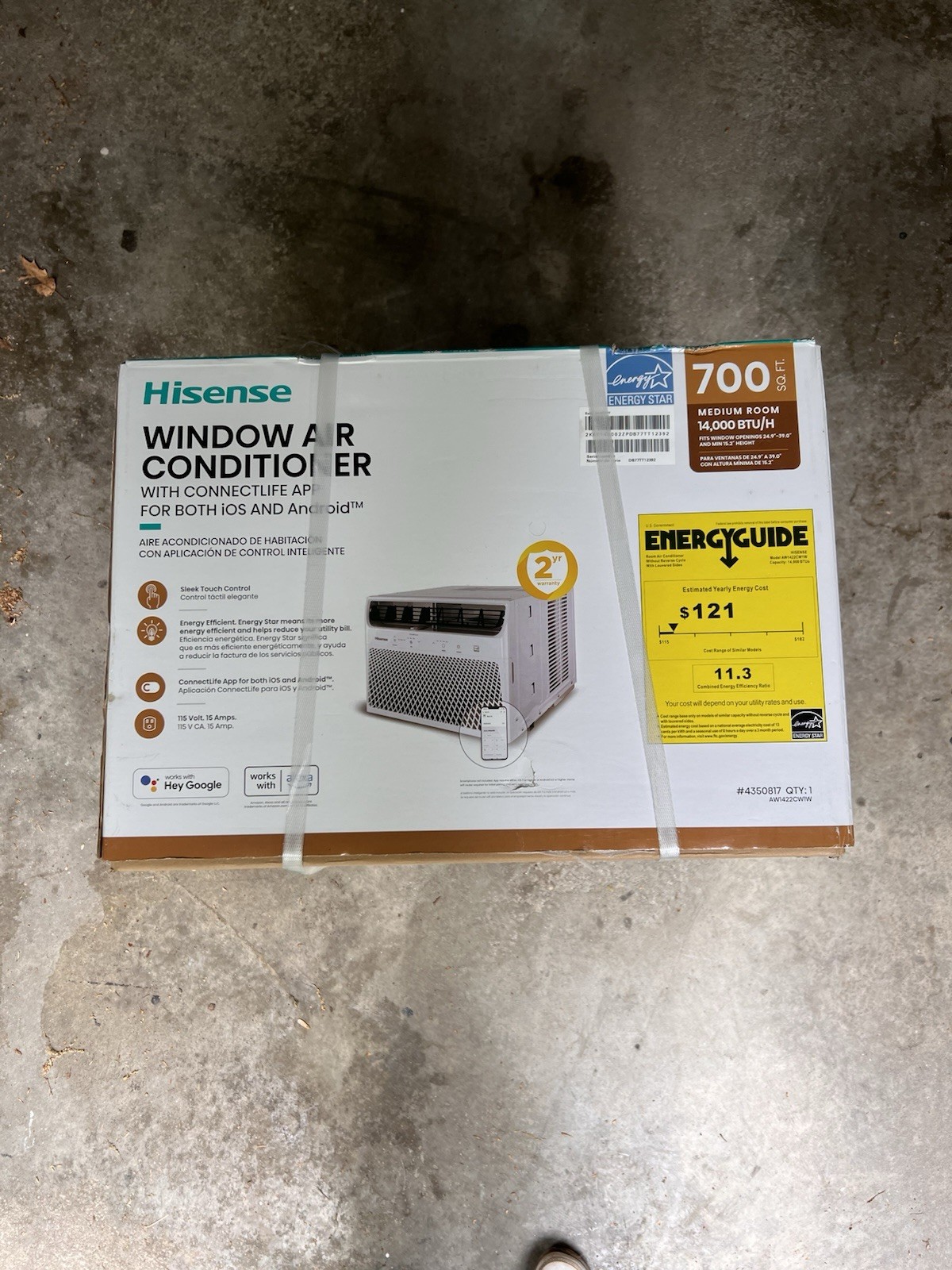 700 SqFt Hisense (14000BTU, 115-Volt) Wi-Fi Window Air Conditioner AW1422CW1W