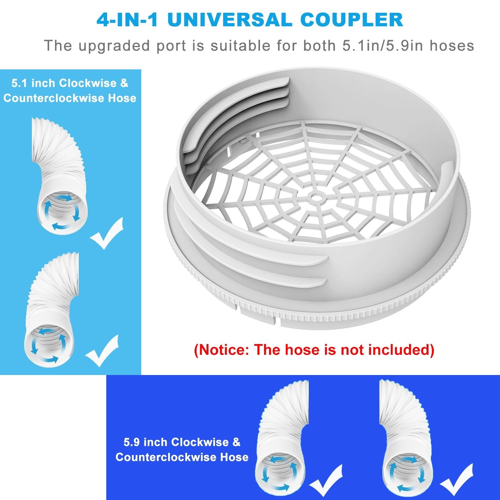 Universal Portable Air Conditioner Window Vent Seal Kit for 5.1″/5.9″ Hose, 4 Pl