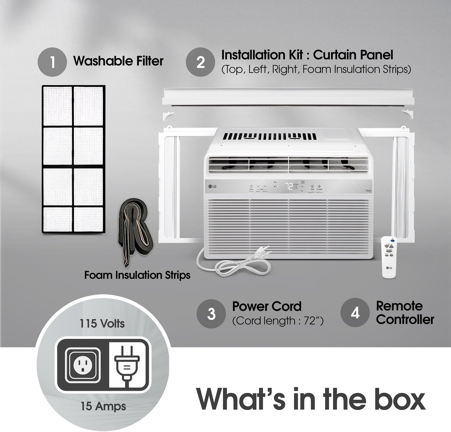 LG 8,000 BTU Window Air Conditioner with Dehumidifier, 115V, Window AC for Mediu