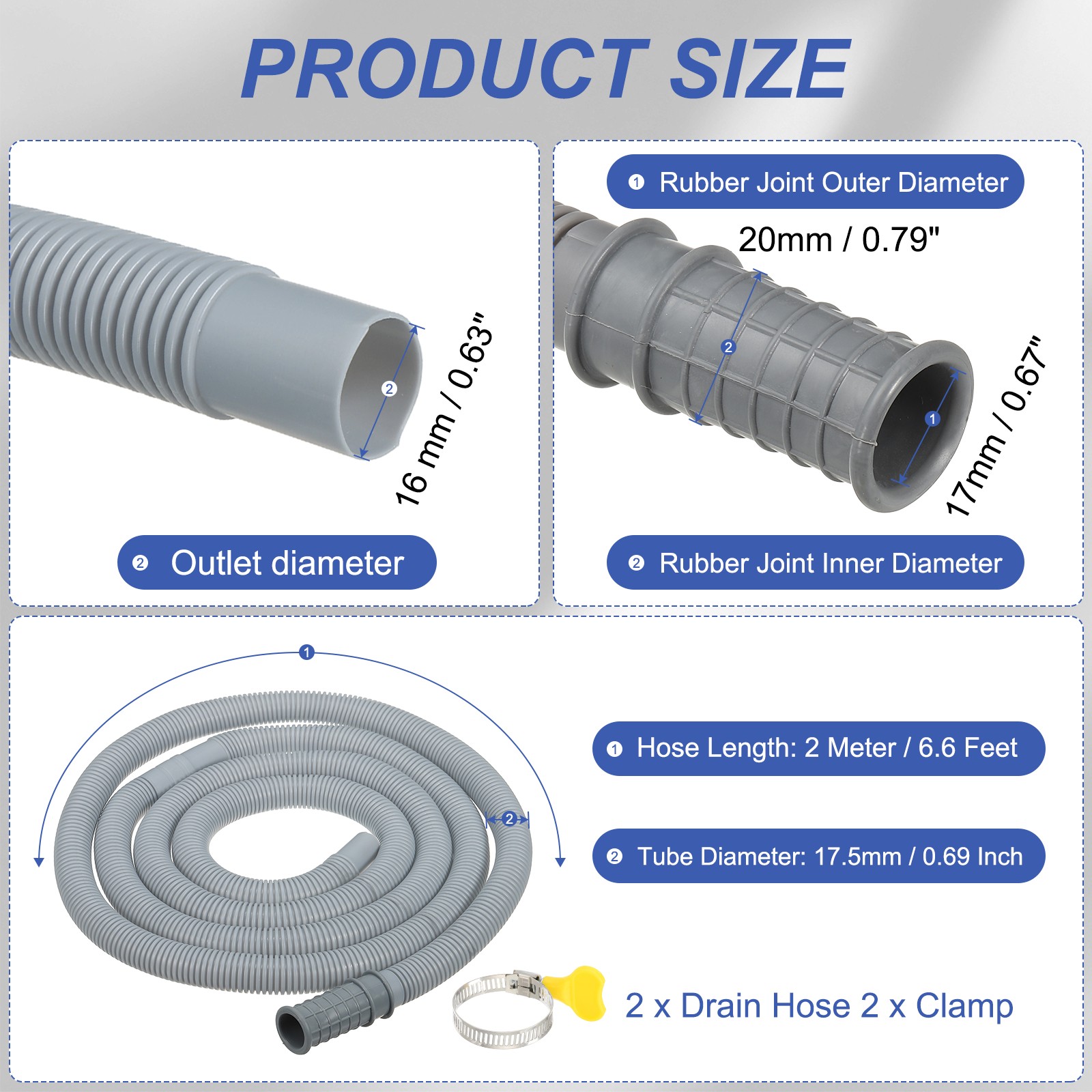 6.6Ft Exhaust Pipe for Air Conditioner with Grey Band 2Set