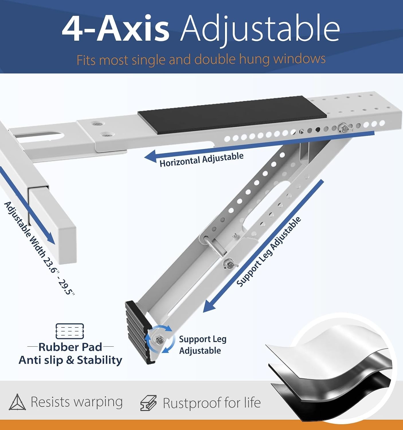 No Drilling Window AC Bracket,HVAC Brackets Fits Single & Double-Hung Windows