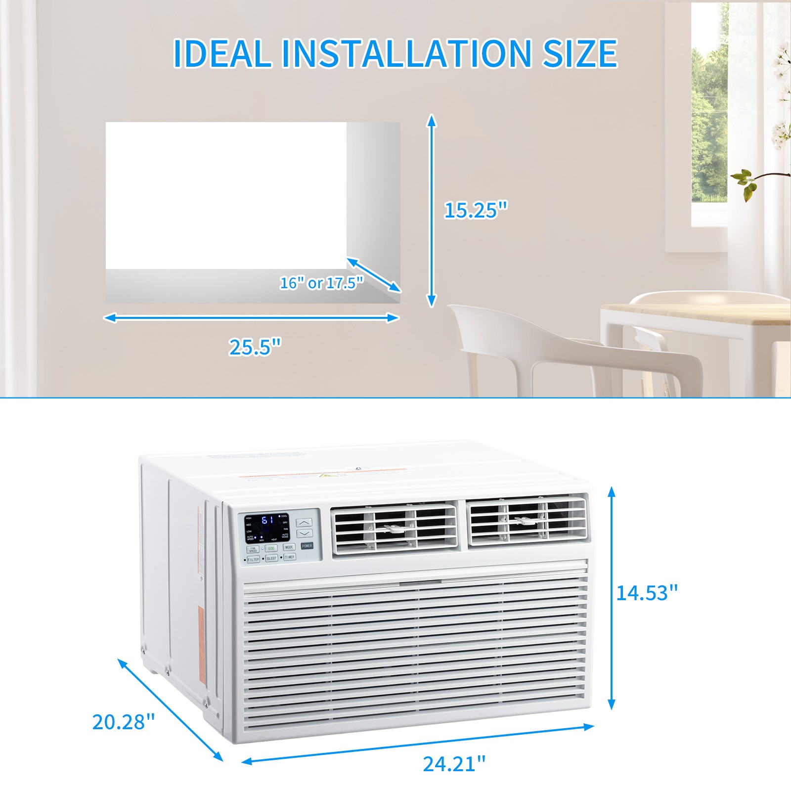 10000 BTU Cooling & Heating Through-the-Wall Air Conditioner App, Remote Control