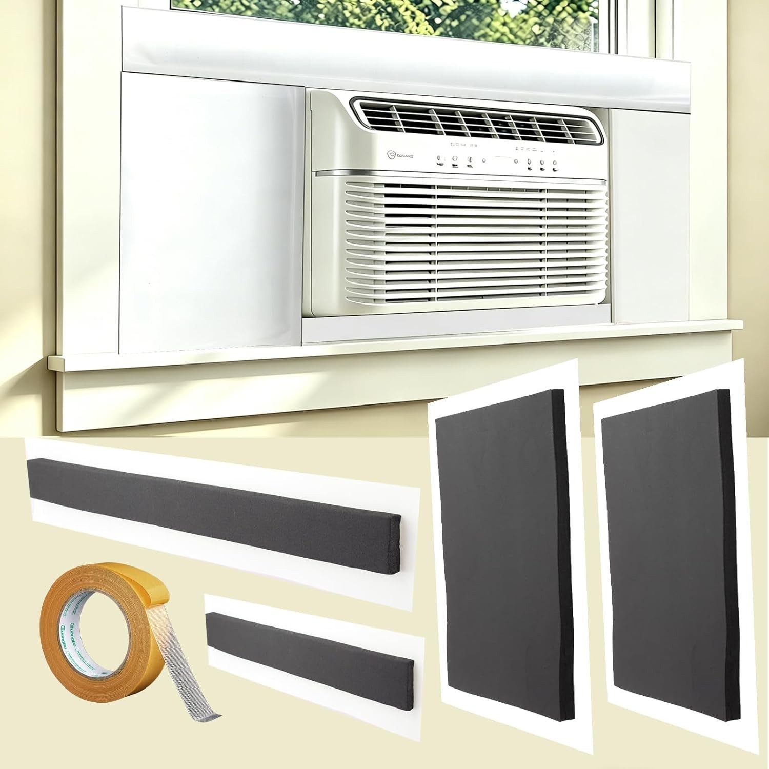 Upgraded Window AC Insulation Kit with PVC Full Edge Enclosure, Window Air Co…