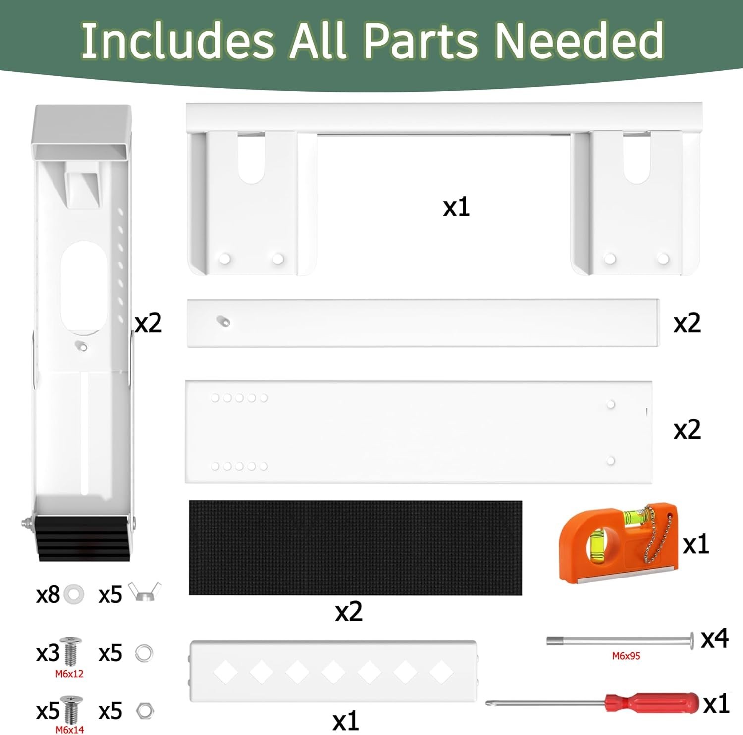 No-Drill 300 lbs Window AC Bracket with Anti-Slip Pads for Secure Installation