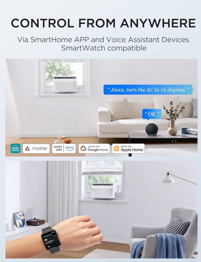 Midea 8,000 BTU U Shaped Smart Inverter Window Air Conditioner Cools 350 Sq …