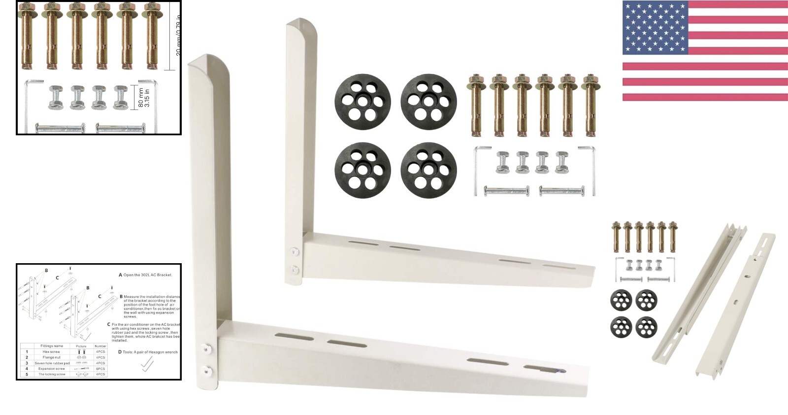 Heavy-Duty Steel Mounting Bracket for Mini Split AC – Versatile – 7000-24000 BTU