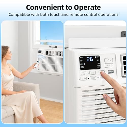 8,000 BTU Window Air Conditioner, Window AC Unit 7,900BTU[Upgraded] Snow-White
