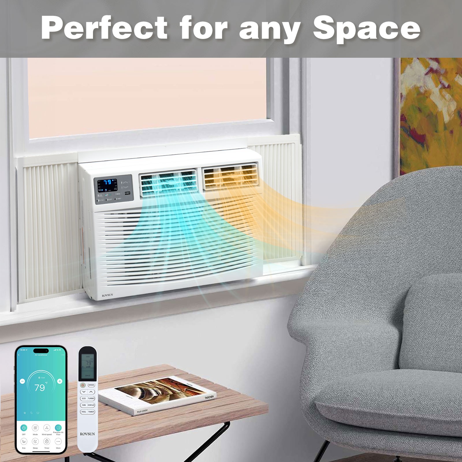 18000 BTU Air Conditioner Window Unit with Heat,Timer, Remote Control 230/208V