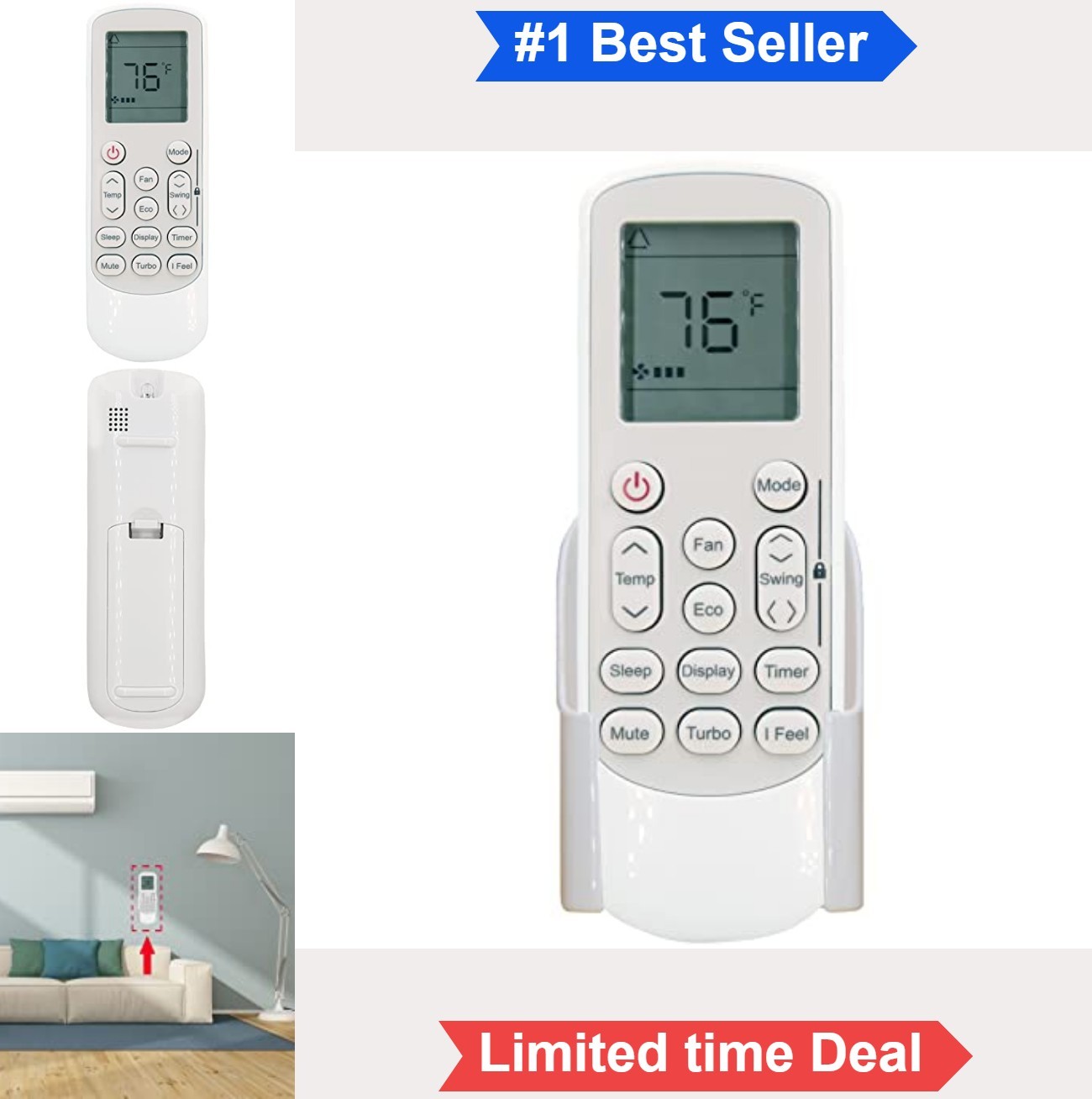 Replacement Remote Control for Mini Split AC Air Conditioner Fahrenheit Celsius