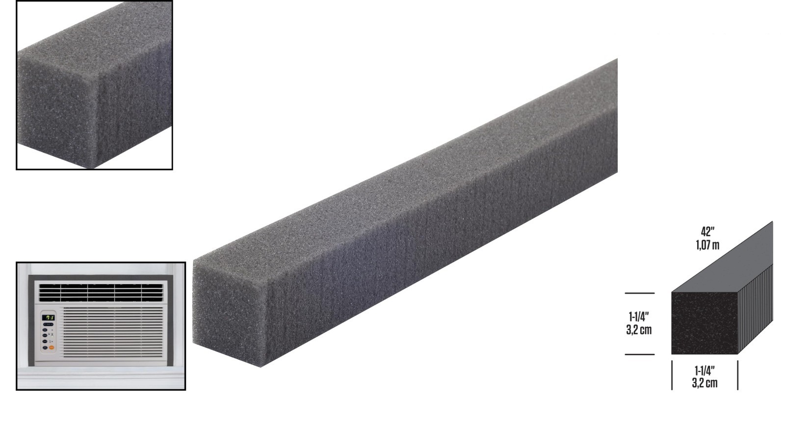 Gray Air Conditioner Weatherseal 1-1/4in x 42in – Ultimate Foam Insulation