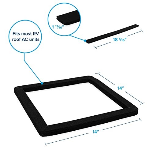 Camco 25071 RV Roof AC Gasket Kit 14 Inch Universal Waterproof Seal Black Rubber