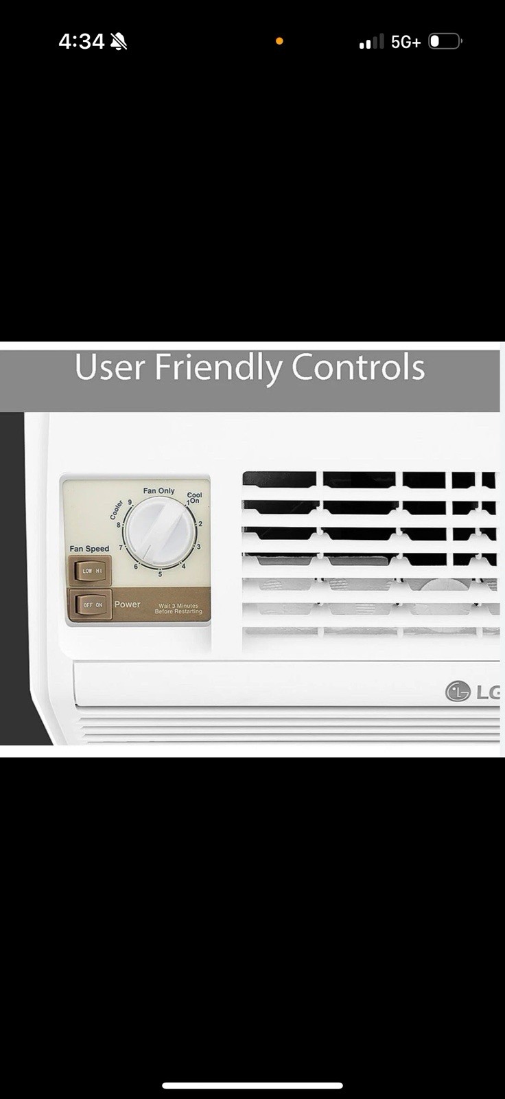 LG window AC unit model number LW5016