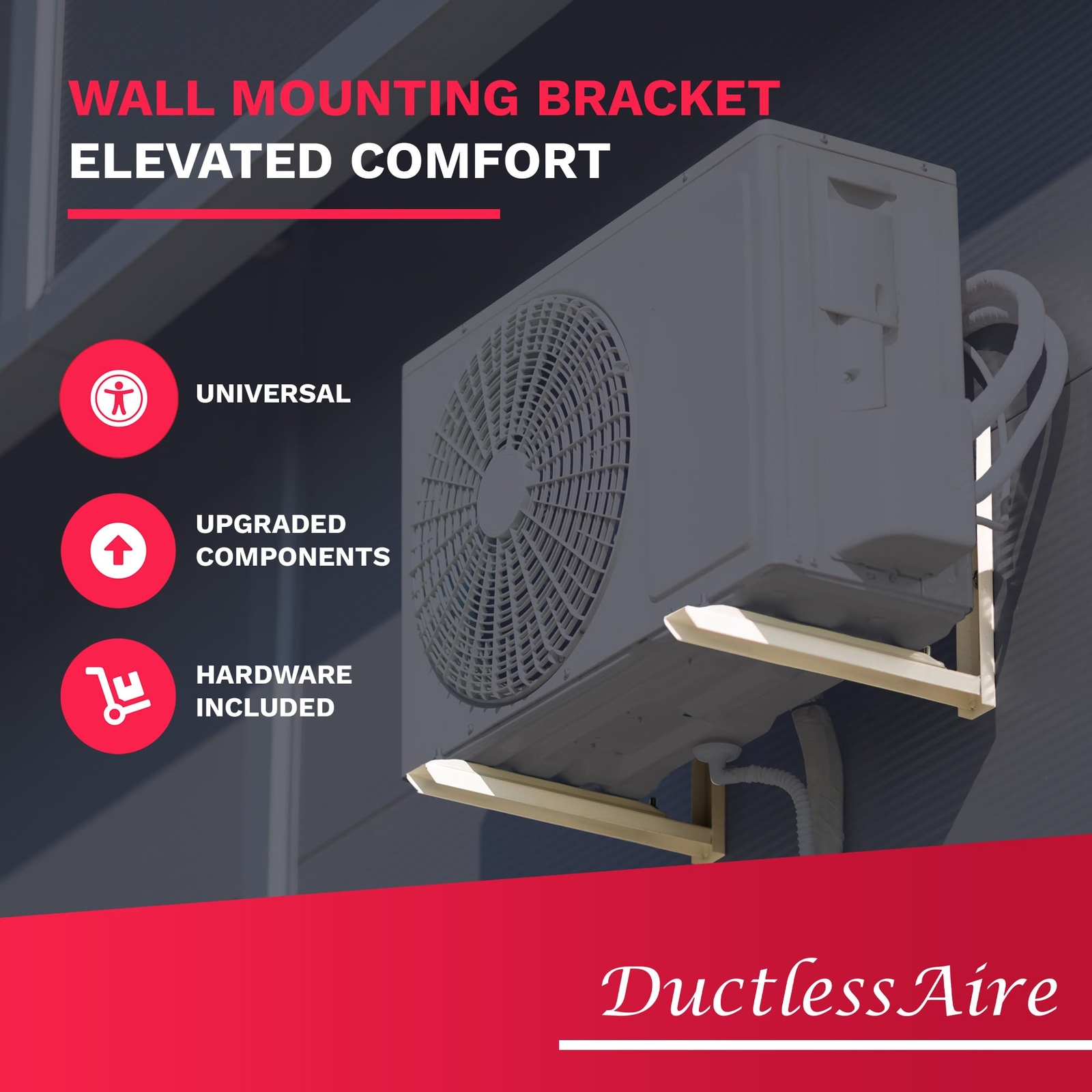 DuctlessAire Outdoor Wall Bracket-Air Conditioner Support Bracket 9000-36000 BTU